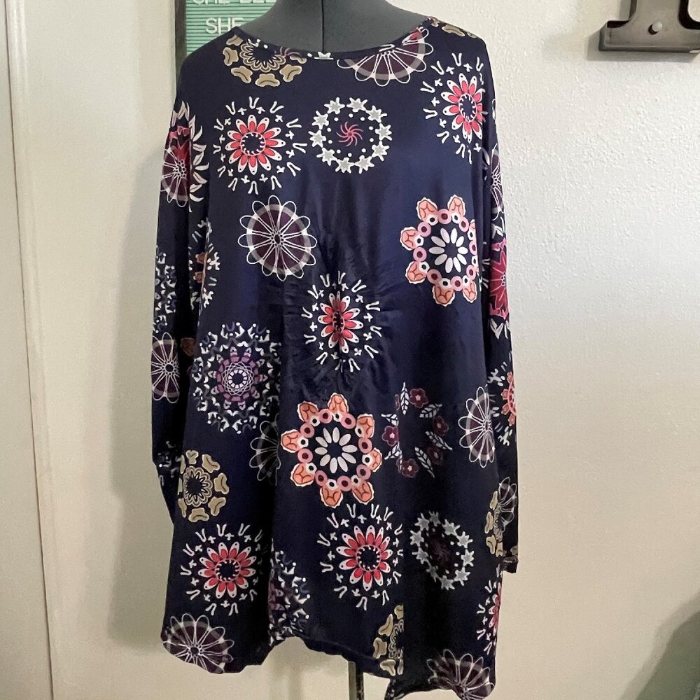 Dark Blue Floral Blouse